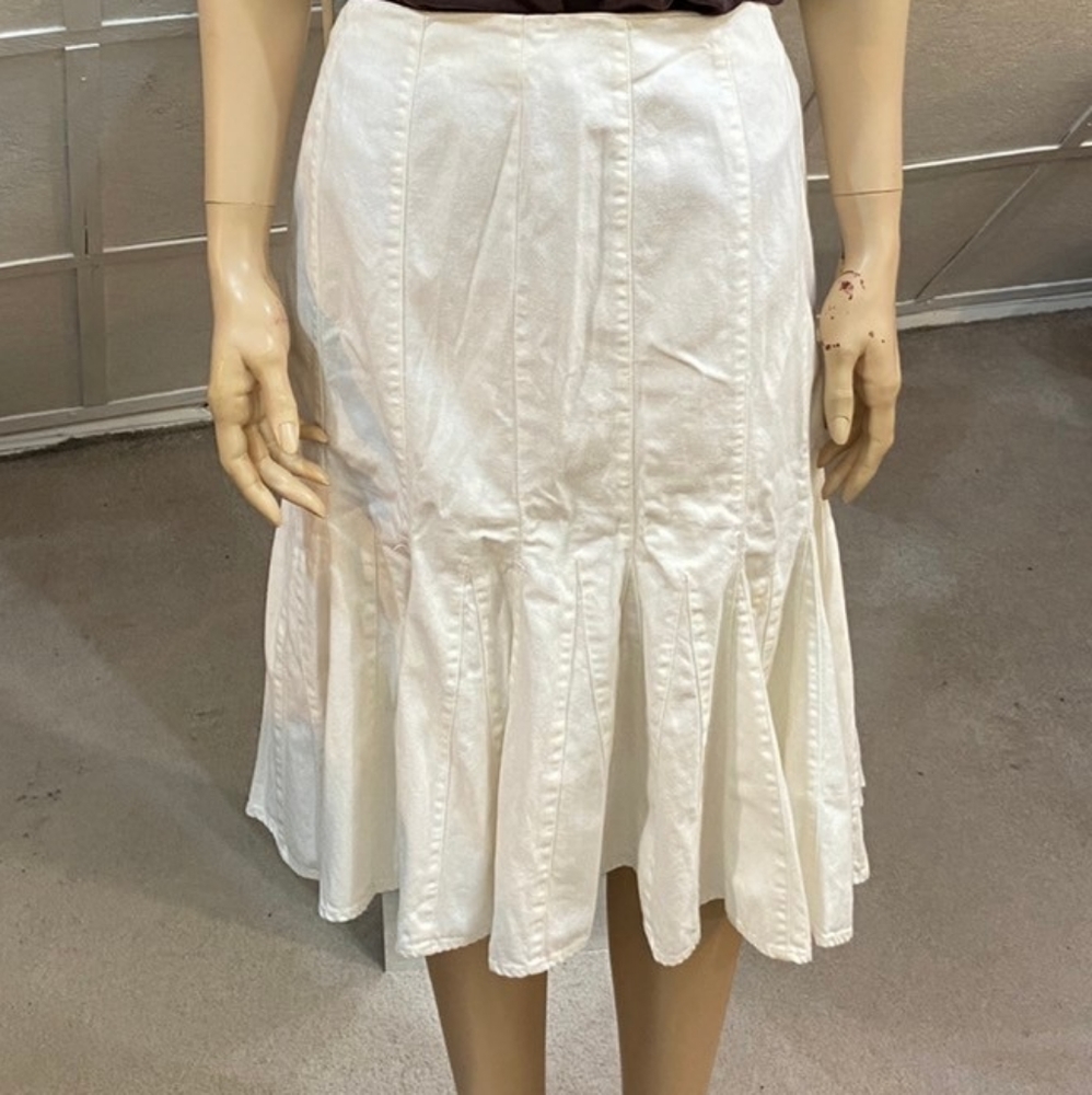 Lauren Jeans Co. White Pleated Jean Skirt - Size 10